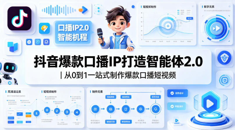 抖音爆款口播IP打造智能体2.0｜从0到1一站式制作爆款口播短视频