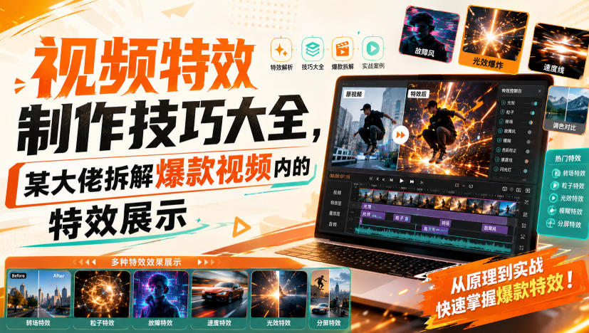 视频特效制作技巧大全,某大佬拆解爆款视频内的特效展示