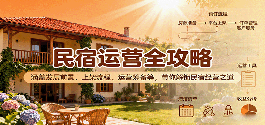 民宿运营全攻略：涵盖发展前景、上架流程、运营筹备等，带你解锁民宿经营之道