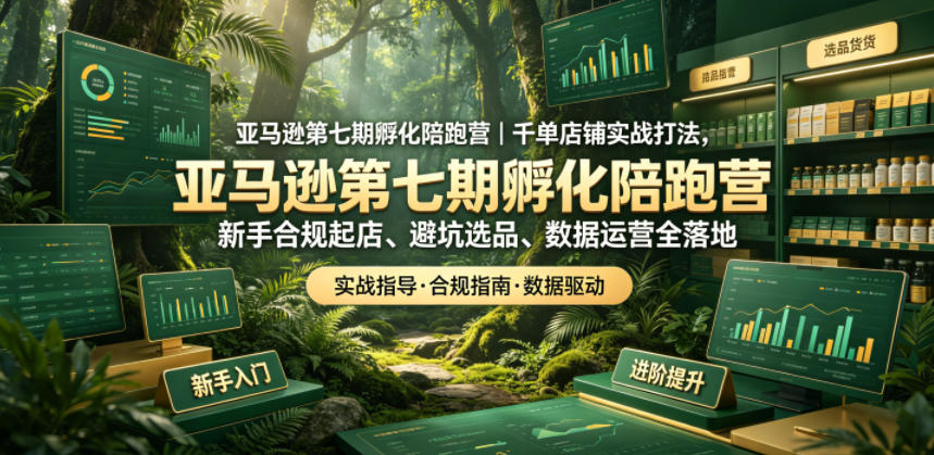 亚马逊第七期孵化陪跑营｜千单店铺实战打法，新手合规起店、避坑选品、数据运营全落地(更新0625)