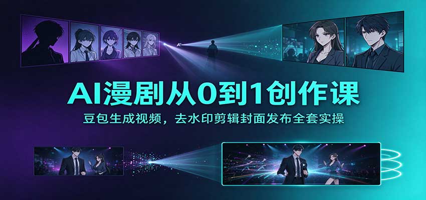 AI漫剧从0到1创作课：豆包生成视频，去水印剪辑封面发布全套实操
