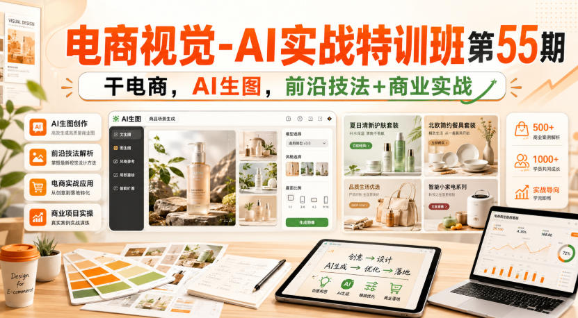 电商视觉-AI实战特训班第55期，干电商，AI生图，前沿技法+商业实战