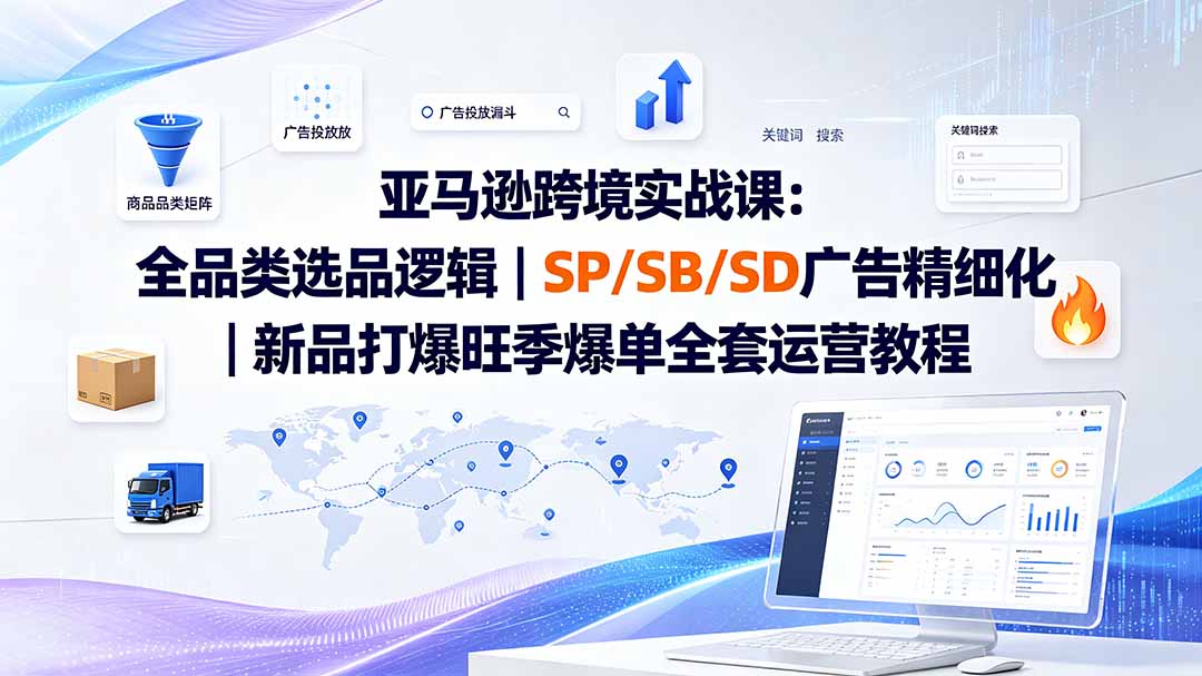 亚马逊跨境实战课-更新8月：全品类选品逻辑｜SP/SB/SD广告精细化｜新品打爆旺季爆单全套运营教程