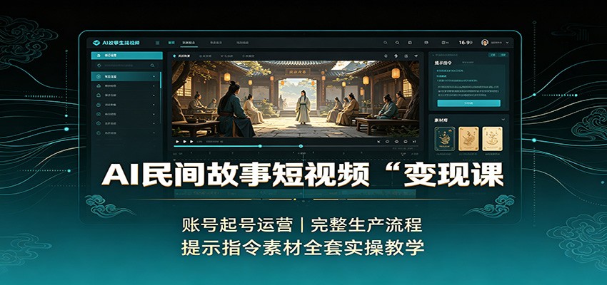 AI民间故事短视频变现课：账号起号运营，完整生产流程，提示指令素材全套实操教学