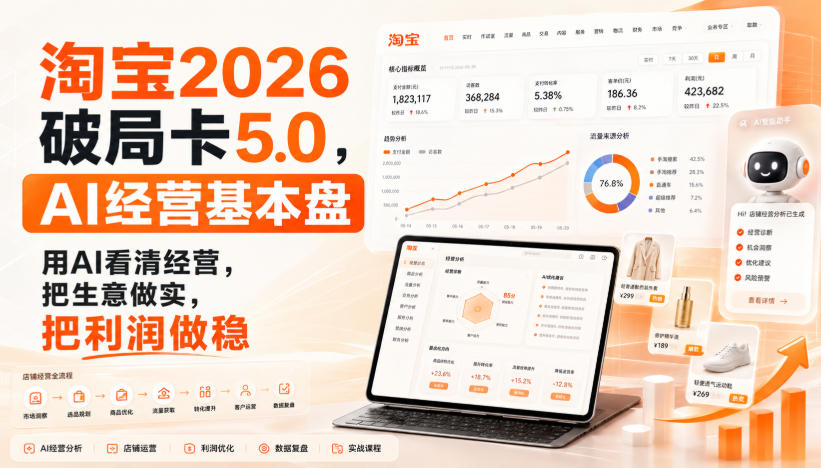 智篆商业-淘宝2026破局卡5.0,AI经营基本盘,用AI看清经营,把生意做实,把利润做稳