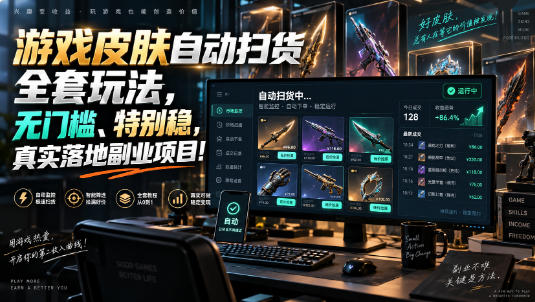 游戏皮肤自动扫货全套玩法,无门槛、特别稳,真实落地副业项目!【揭秘】
