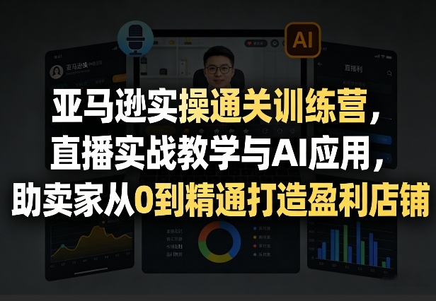 亚马逊实操通关训练营,直播实战教学与AI应用,助卖家从0到精通打造盈利店铺(更新8月17日)