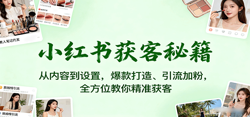 小红书获客秘籍：从内容到设置，爆款打造、引流加粉，全方位教你精准获客