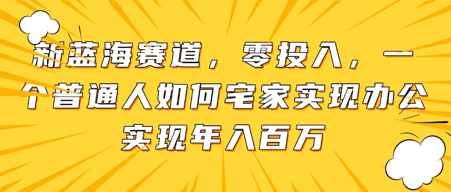 新蓝海赛道，零投入，一个普通人如何宅家办公实现年入百万