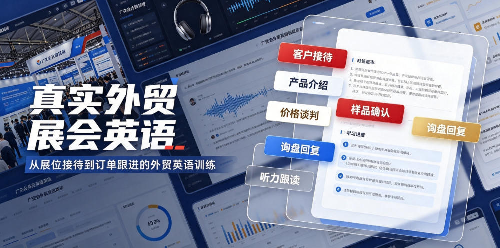 真实外贸展会英语，广交会外贸口语听力突击课程【音频】