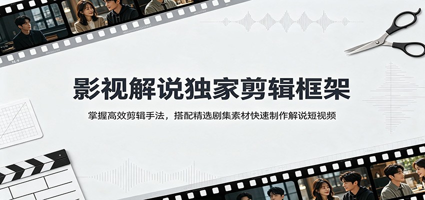 影视解说独家剪辑框架：掌握高效剪辑手法，搭配精选剧集素材快速制作解说短视频