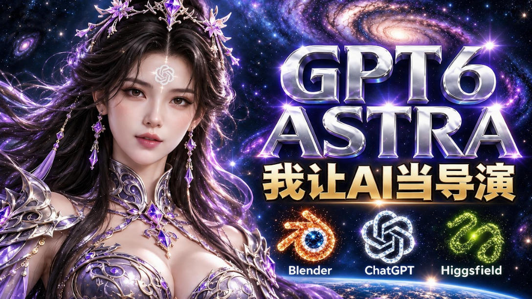 让GPT-6 Astra当导演!Higgsfield和Blender实战打造30秒玄幻精准运镜短片!