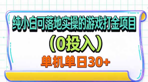 纯小白可落地实操的游戏打金项目(0投入