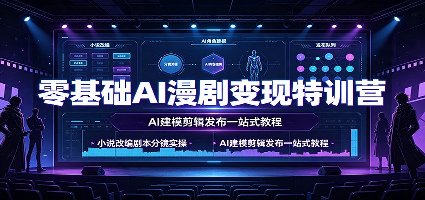 零基础AI漫剧变现特训营：小说改编剧本分镜实操，AI建模剪辑发布一站式教程