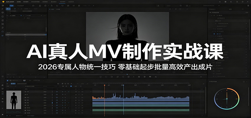 AI真人MV制作实战课：2026专属人物统一技巧，零基础起步批量高效产出成片