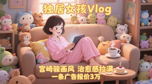 单个账号涨粉71W!用AI制作独居女孩Vlog,宫崎骏画风,治愈感拉满,一条广告报价3W