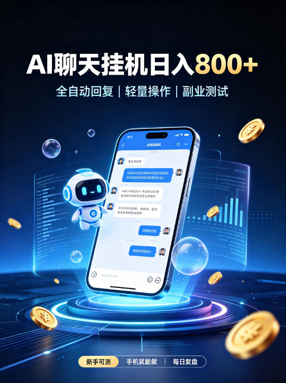 AI聊天挂G项目,日入800➕,全自动操作,适用个人副业,支持工作室矩阵操作【揭秘】